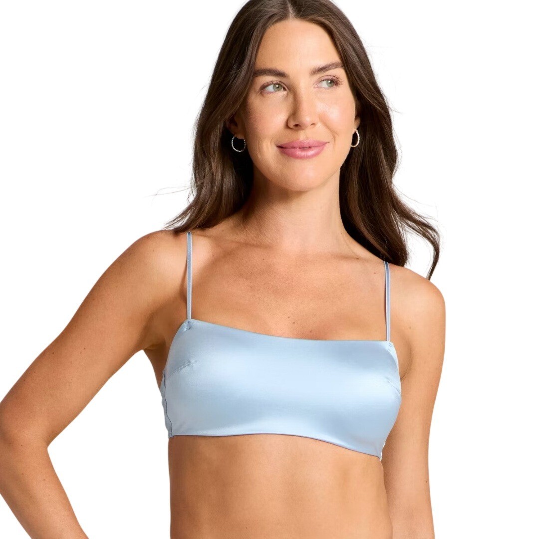 Auden Women’s Light Blue Adjustable Straps Hook Back Satin Bralette Size XS