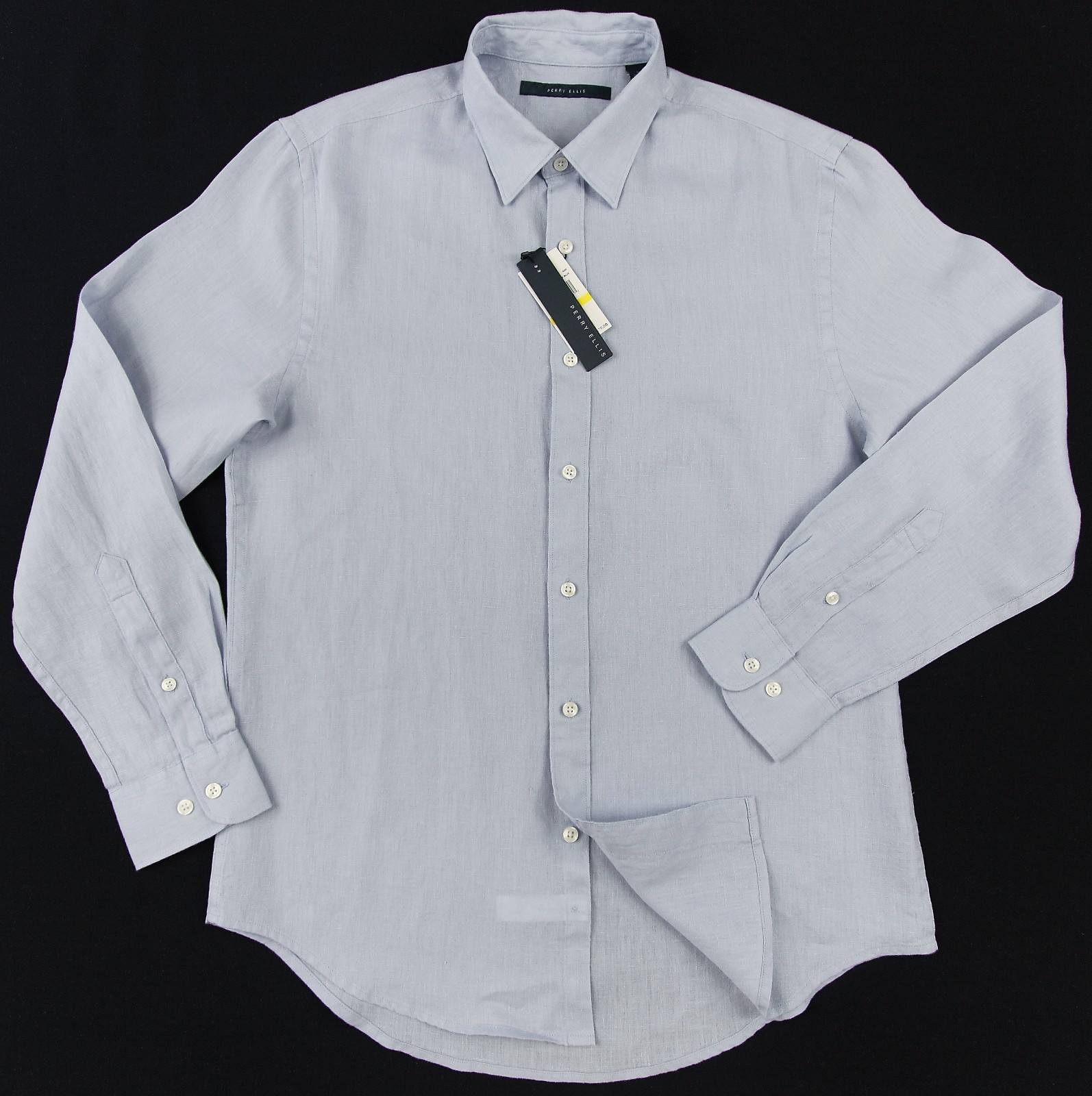 Men’s PERRY ELLIS Light Blue Pure Linen Shirt Extra Large XL NWT NEW Awesome!