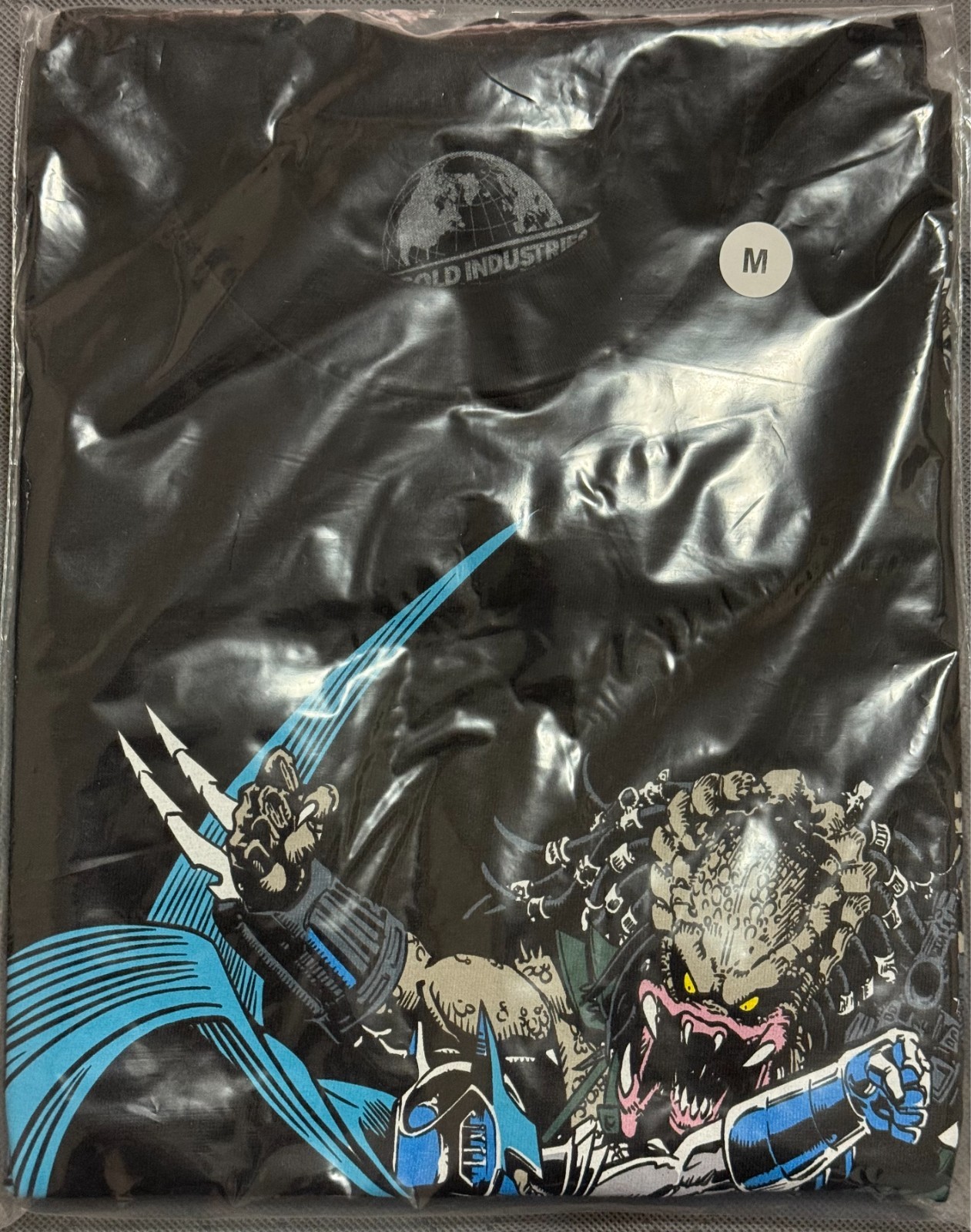Batman vs Predator Tee Shirt 2 dc badlands whitegold industries black sz M