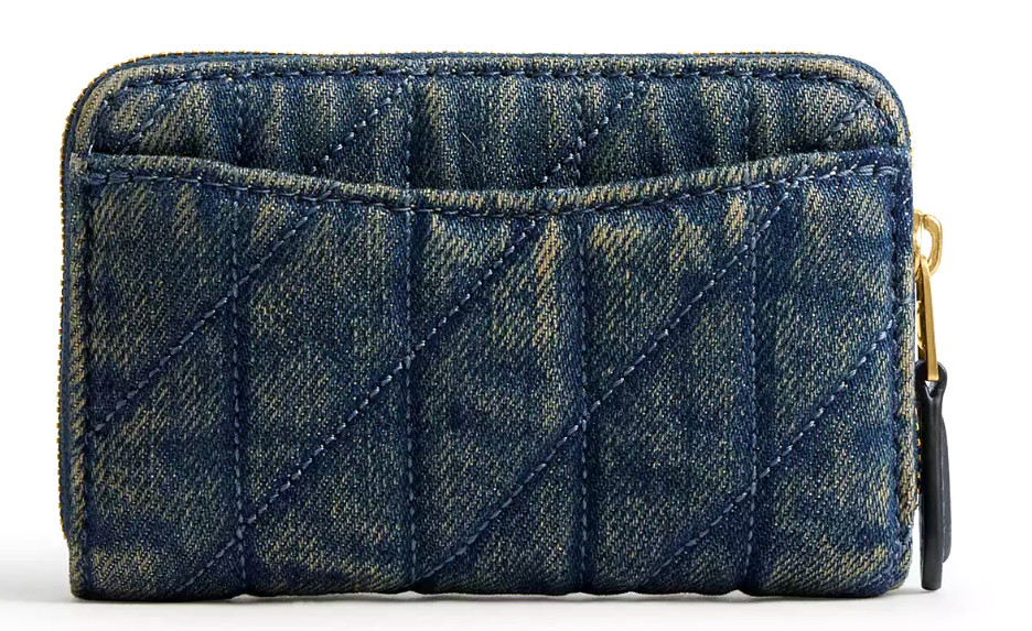 💙Coach Essential Small Zip Card Case – CCZ05 Indigo Quilted Denim & Leather-NWT