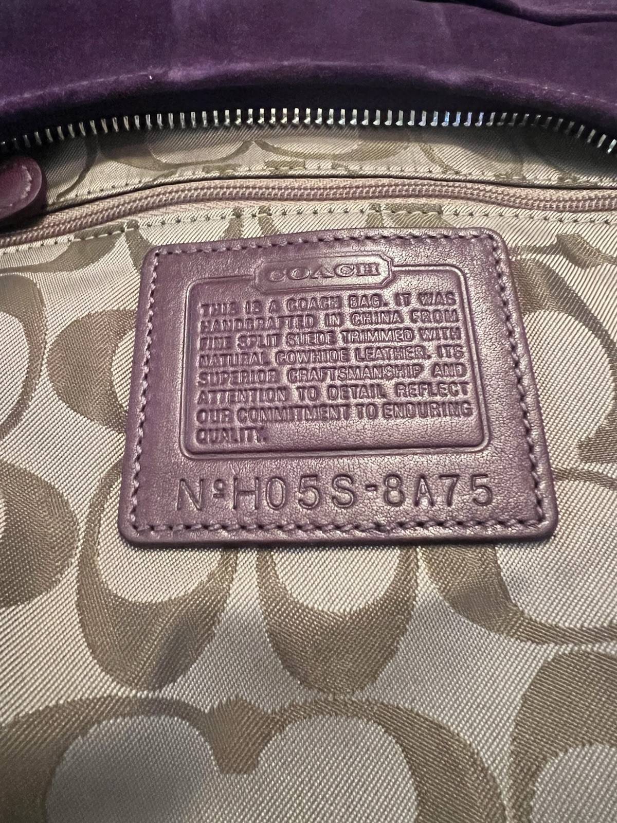 VINTAGE COACH HAMPTONS PLUM SUEDE LRG HOBO BAG-CARE KIT-DUST BAG & BOX NEW TAG