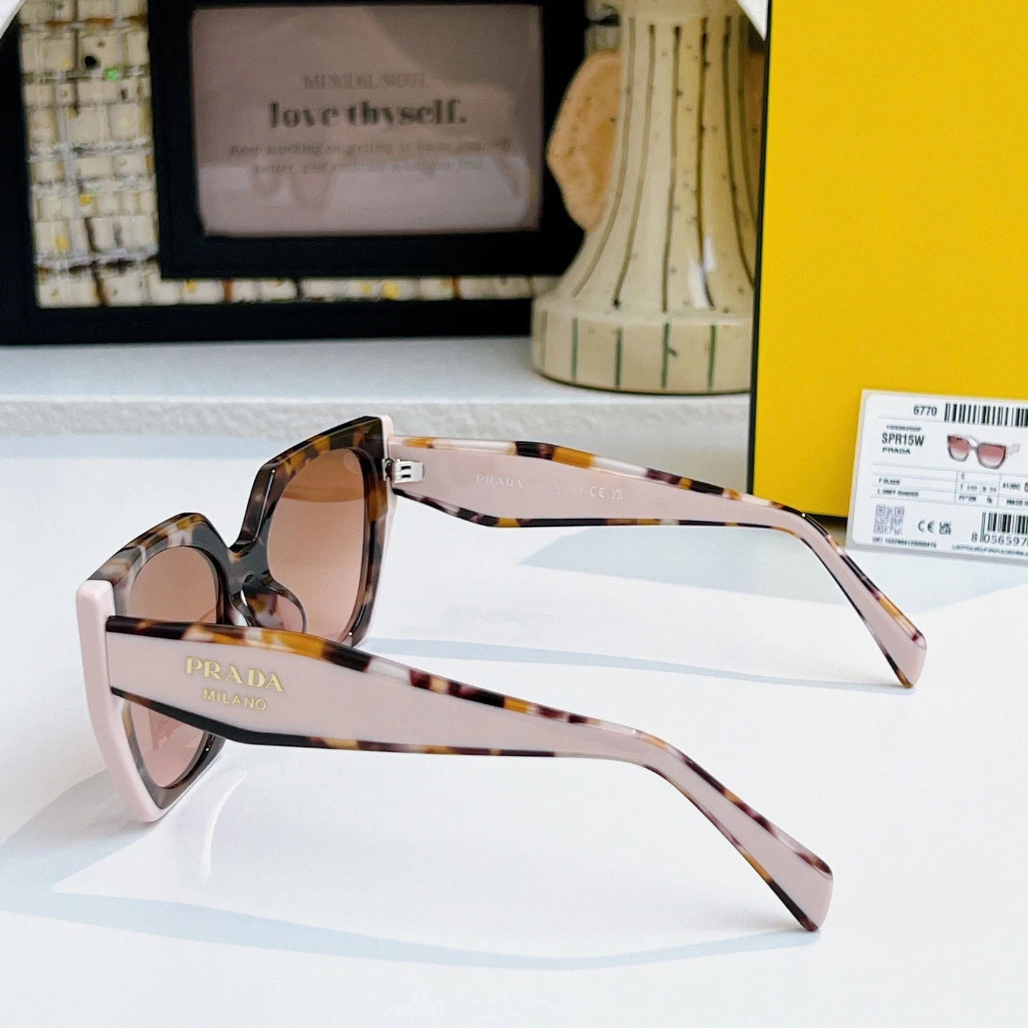 PRADA PR 15WS Women’s Sunglasses 01R0A6 Tortoise Caramel Powder Brown Grad w/Box