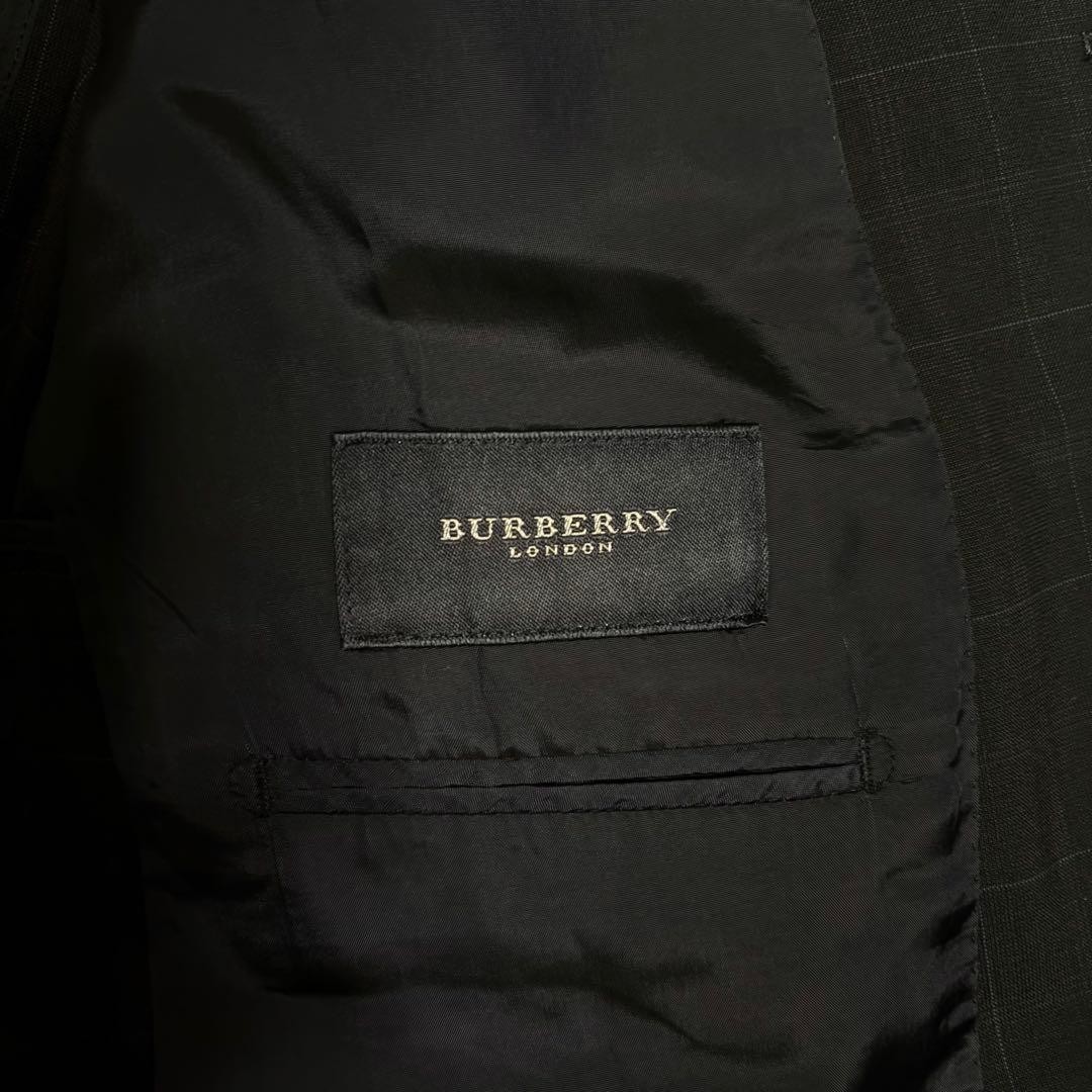Burberry London Suit Set Men L Black Navy Plaid Wool Mohair 2B Jacket Pants