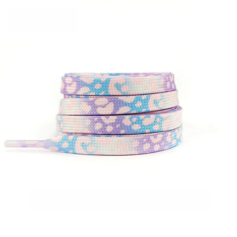 Fashion Flat Shoelaces for Sneakers Color Leopard Print Tie-dye Gradient Shoelac