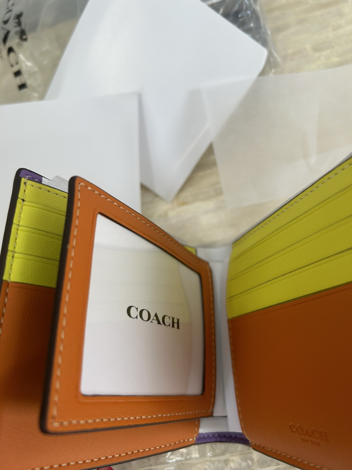 Coach Neon 3 In 1 Wallet In Colorblock Signature Canvas Mahogany Multi