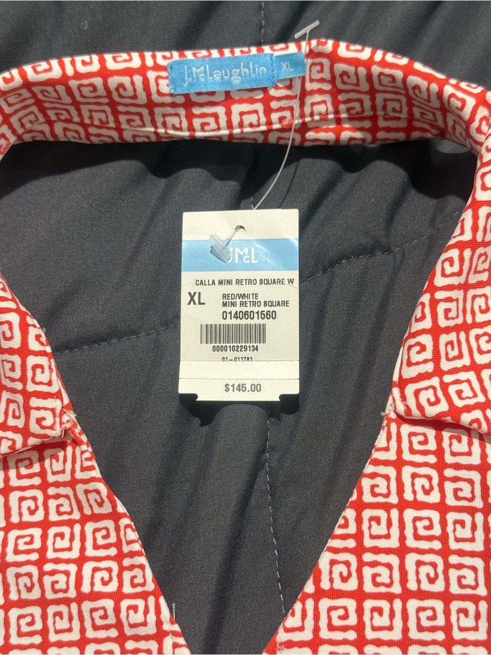 J.McLaughlin Calla Halter Top XL NWT Red White Mini Retro Square Catalina Cloth