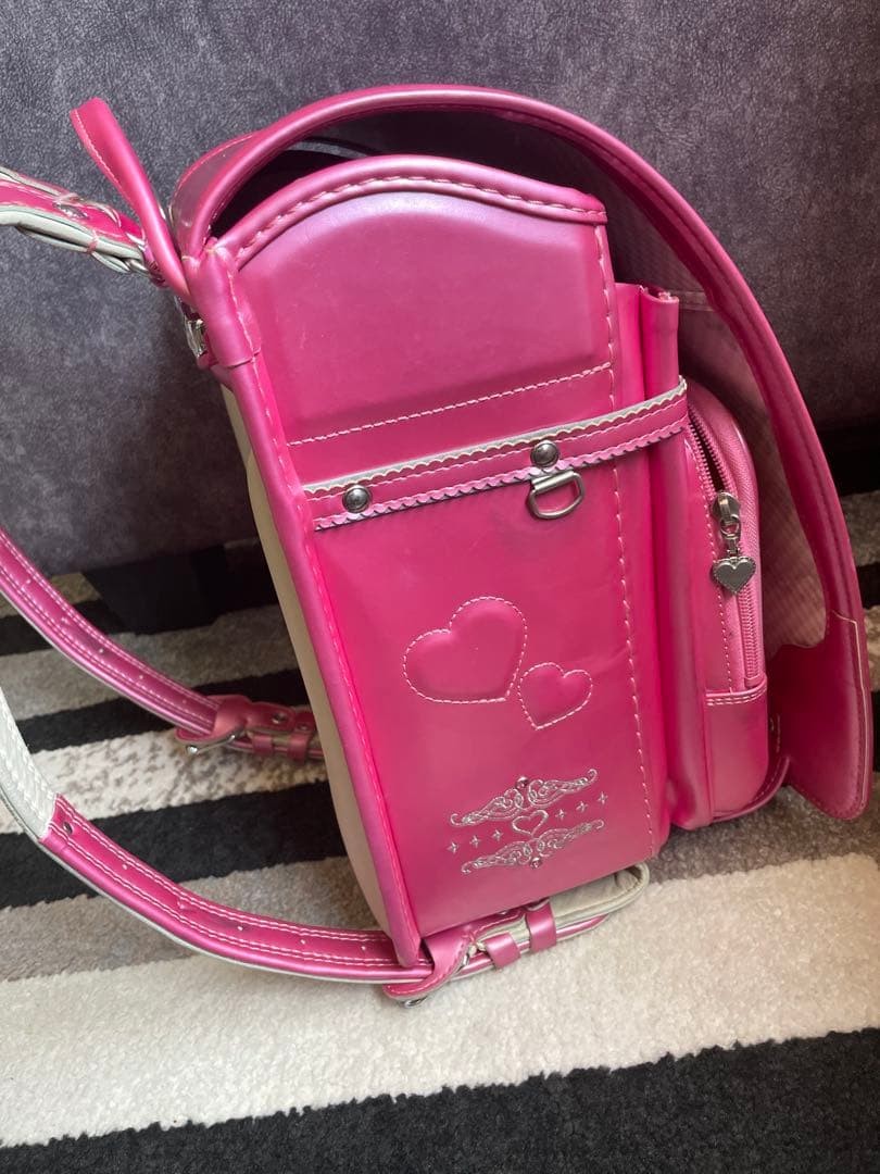 kira×2 mirumo Japanese Randoseru (Backpack) School Bag 7288 Pink Heart Motif