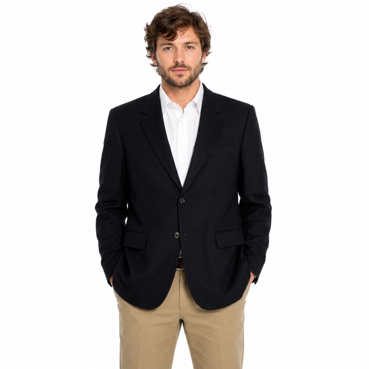 J.Crew Blazer Suit Jacket Mens 40R Navy 100% Wool Two Button Made in Hungary