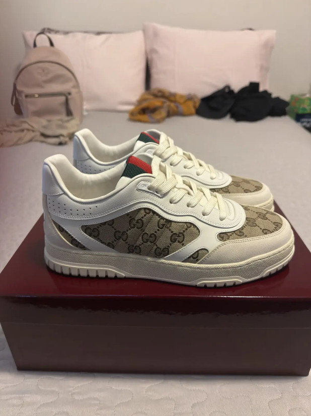 Gucci Men’s Leather Re-Web Sneaker
