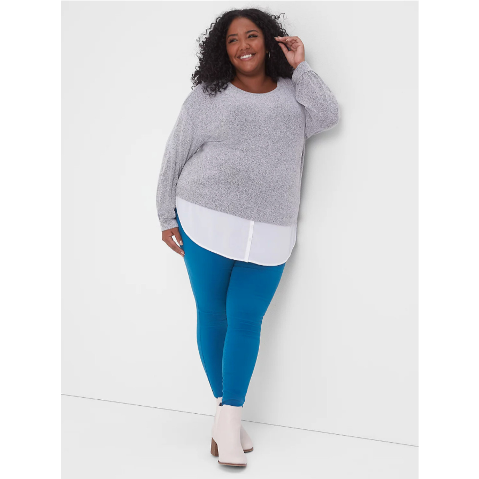 New Lane Bryant Womans Sz 24 Plus Jeans Straight Fit Sateen Skinny Blue NWT
