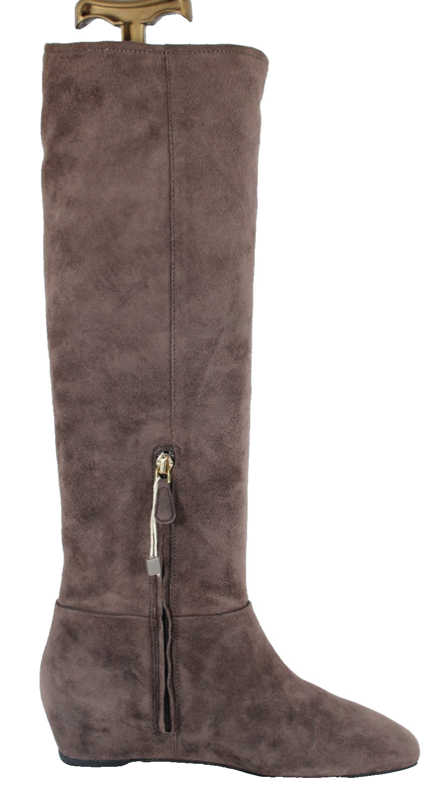 PRADA Cocoa Brown Suede Knee High Hidden Wedge Boots 36.5