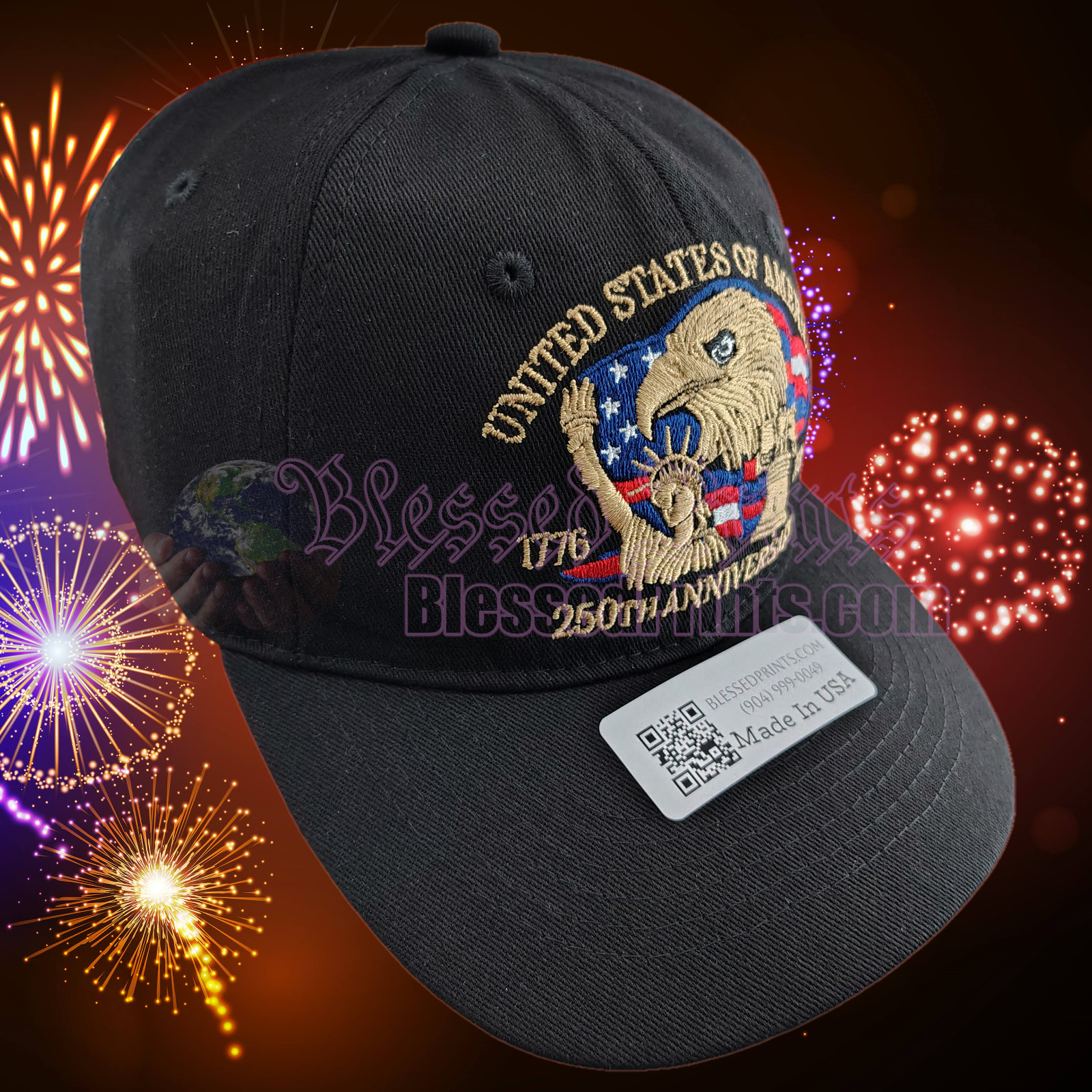 USA 250th Anniversary Hat Cap Eagle 1776 2026 Black Veteran Made In USA V2.0