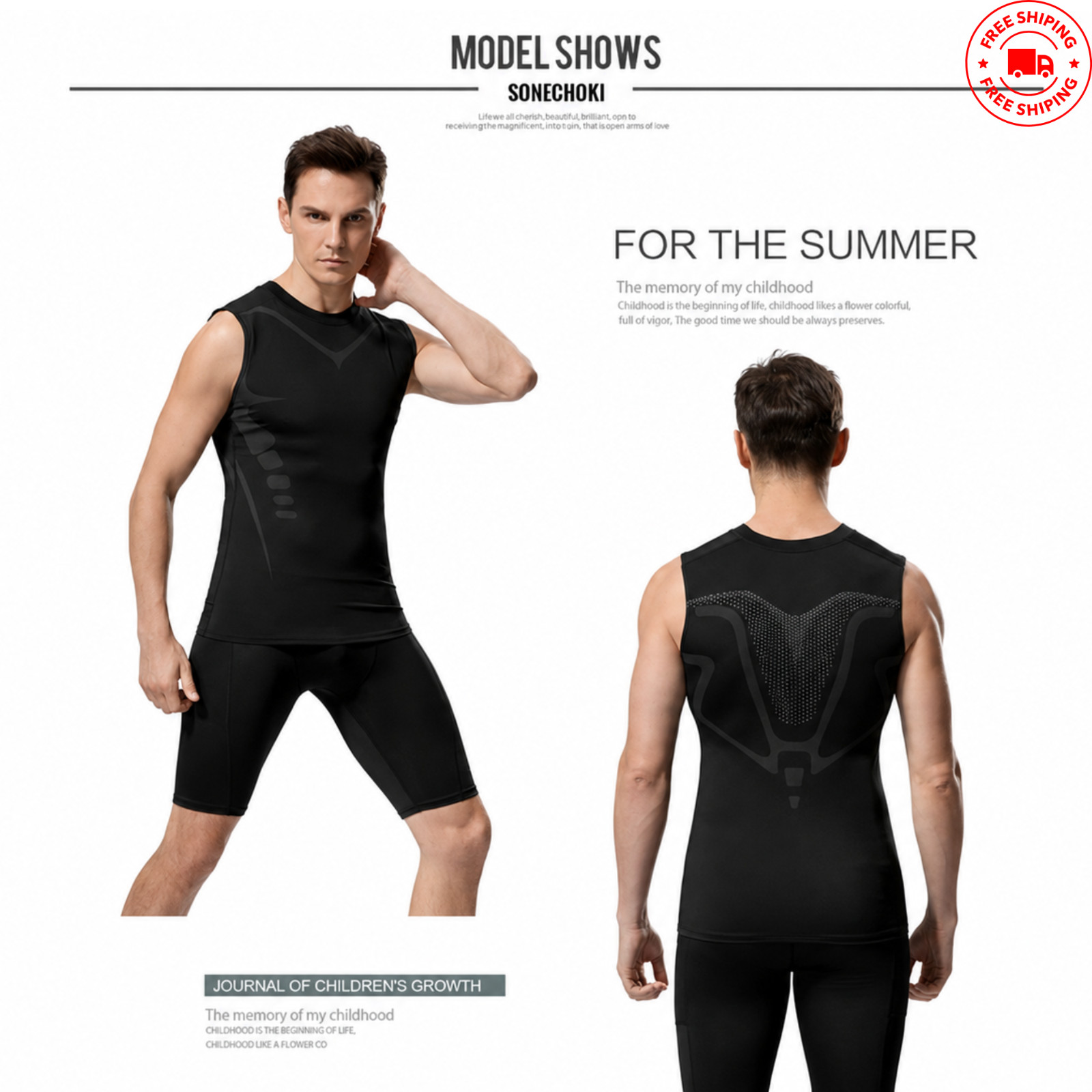 Men’s Compression Shirt Slim Fit Shapewear Tank Top Sleeveless Workout Gym Vest