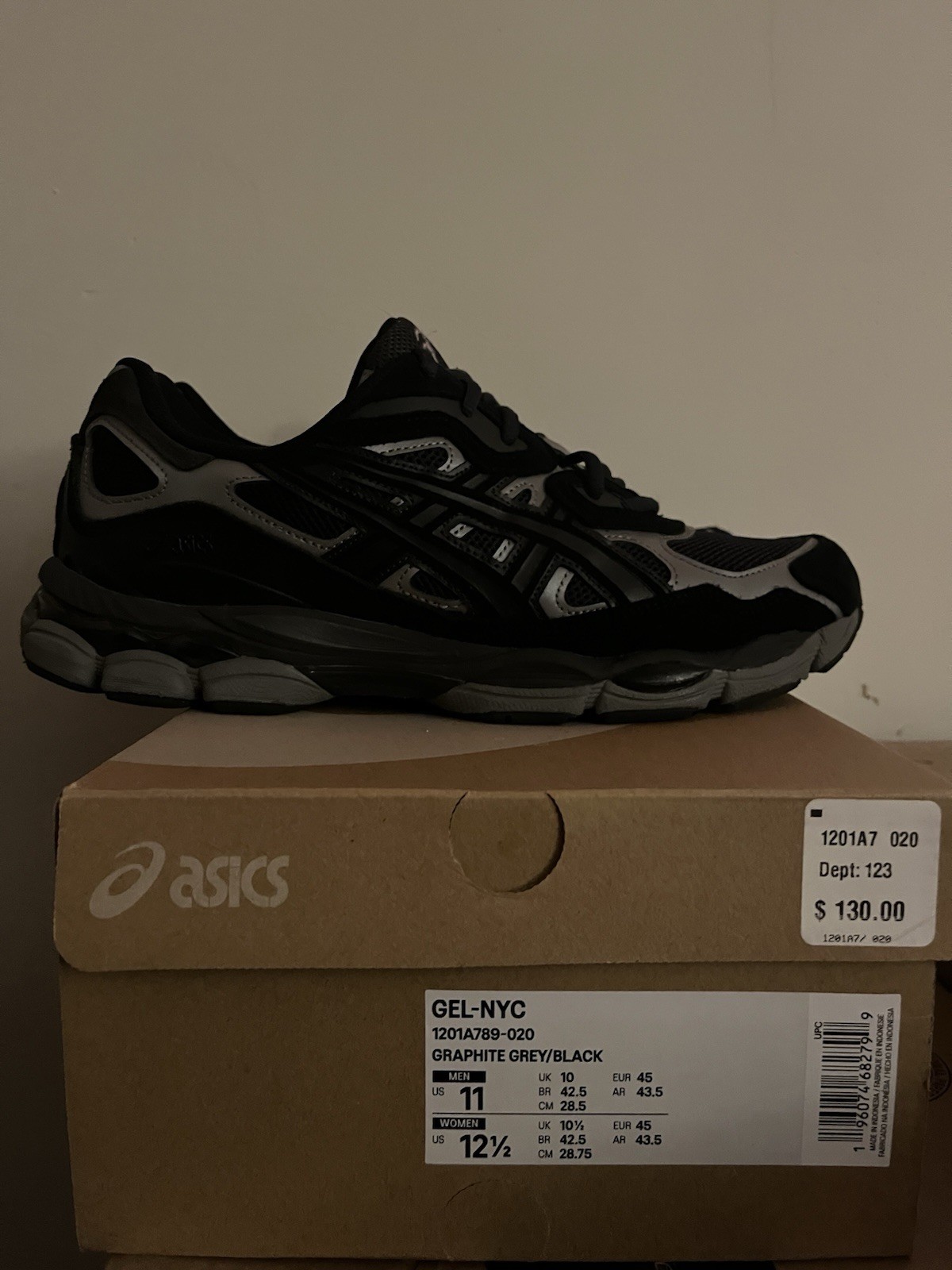 Size 11 – ASICS Gel NYC Graphite Grey Black