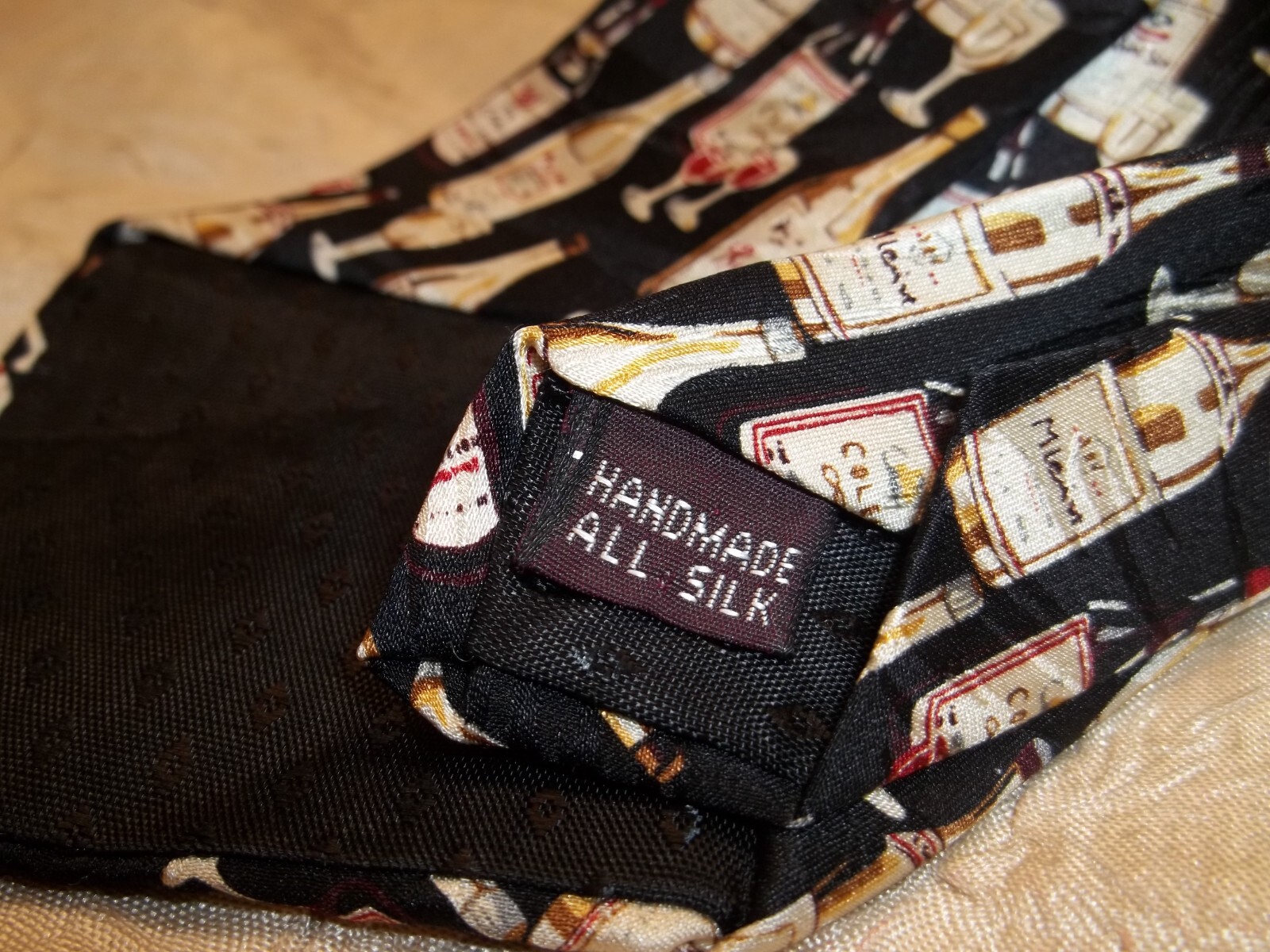 Museum Artifacts Wine Bottle Silk Tie Made in USA Handmade Wine Lover Necktie