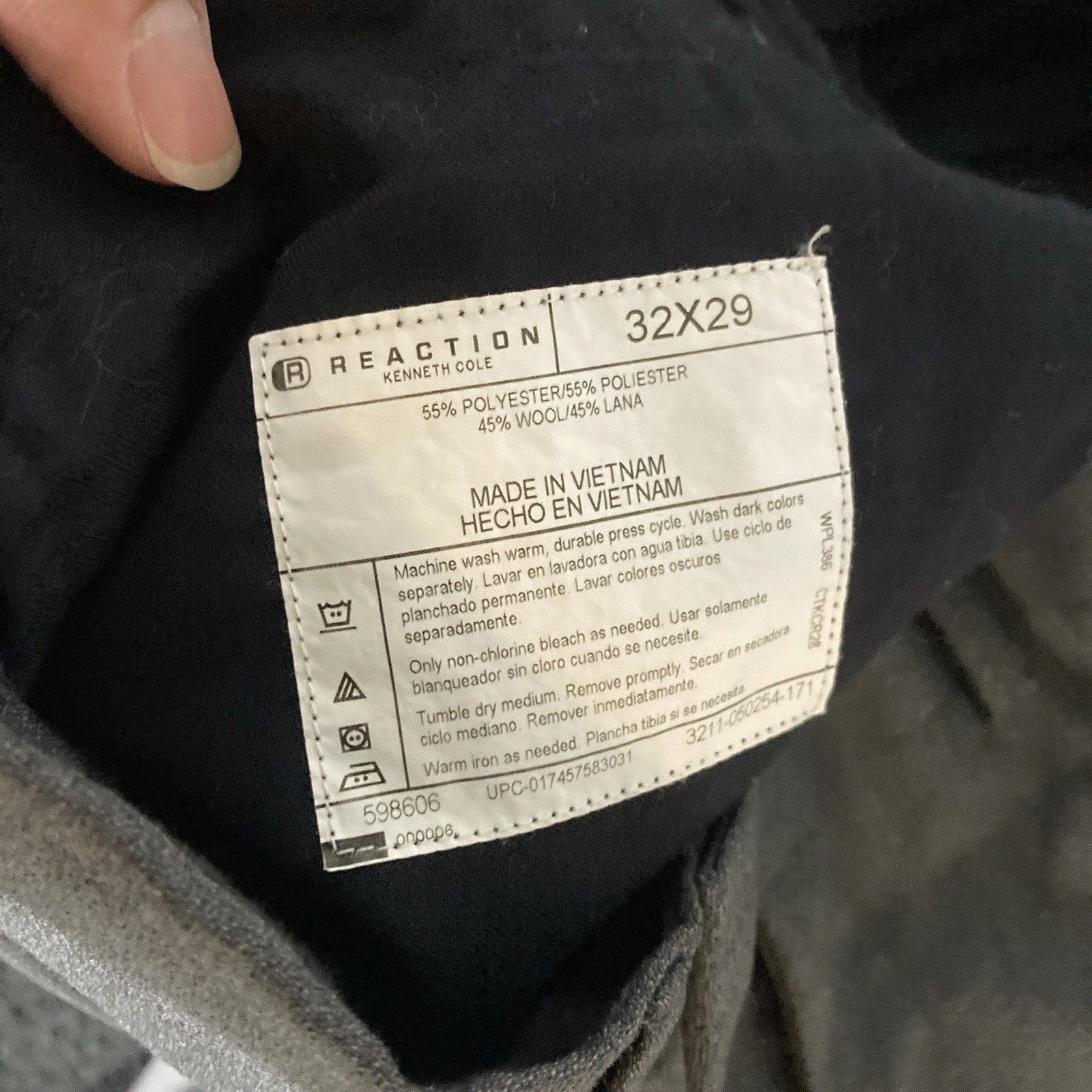 Kenneth Cole Reaction WPL 386 Mens Gray Suit Pants Dress Pants 32 x 29
