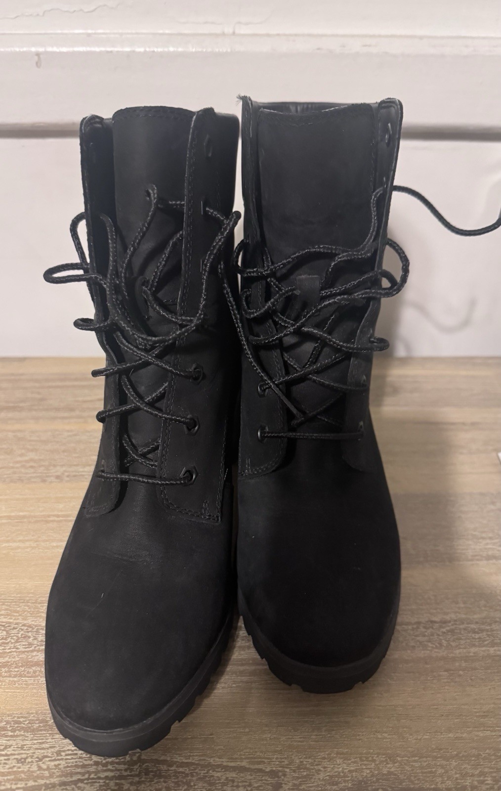 Timberland OrthoLite Black Lace-Up Ankle Bootie Leather Round Toe US 8.5