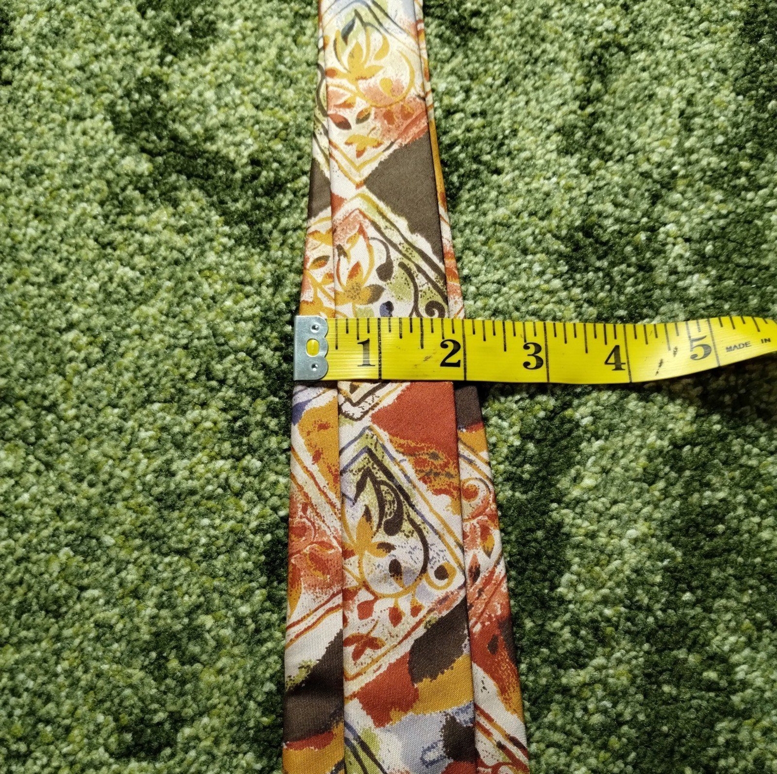 100% Thai Silk Tie Vintage Earth Tone Retro Batik Money Country Club Beatnick
