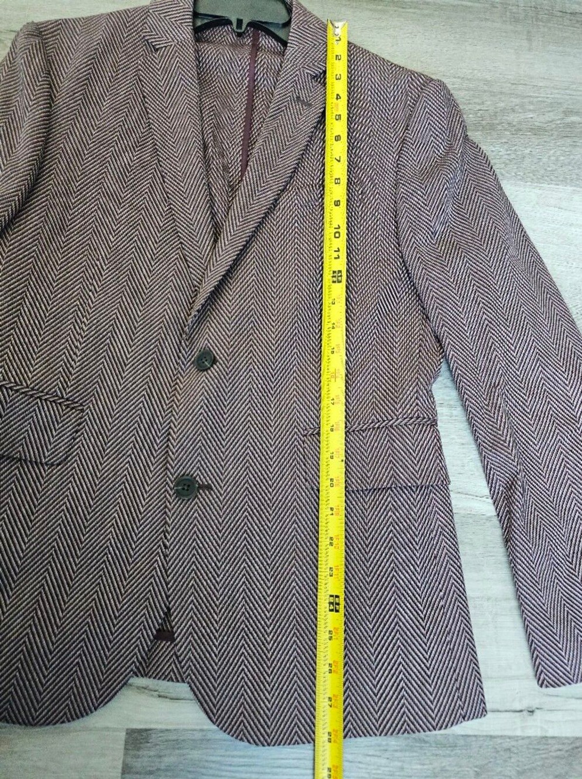 JF J.Ferrar Burgundy Herringbone Slim Fit Blazer Blazer Jacket – Size M (38/40S)