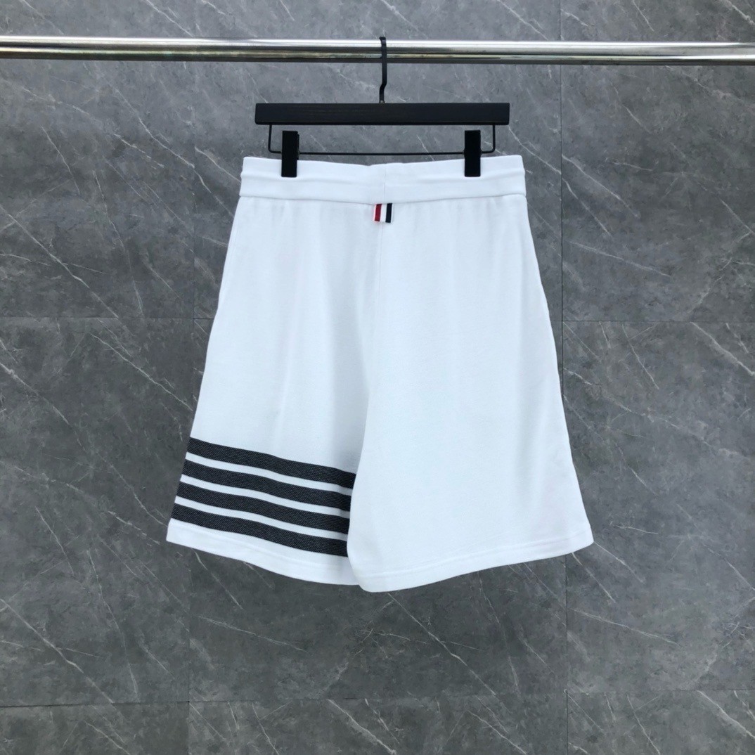 Thom Browne Men Yarn-Dyed Pique Shorts Signature 4 Bar Stripe Drawstring 2 Color