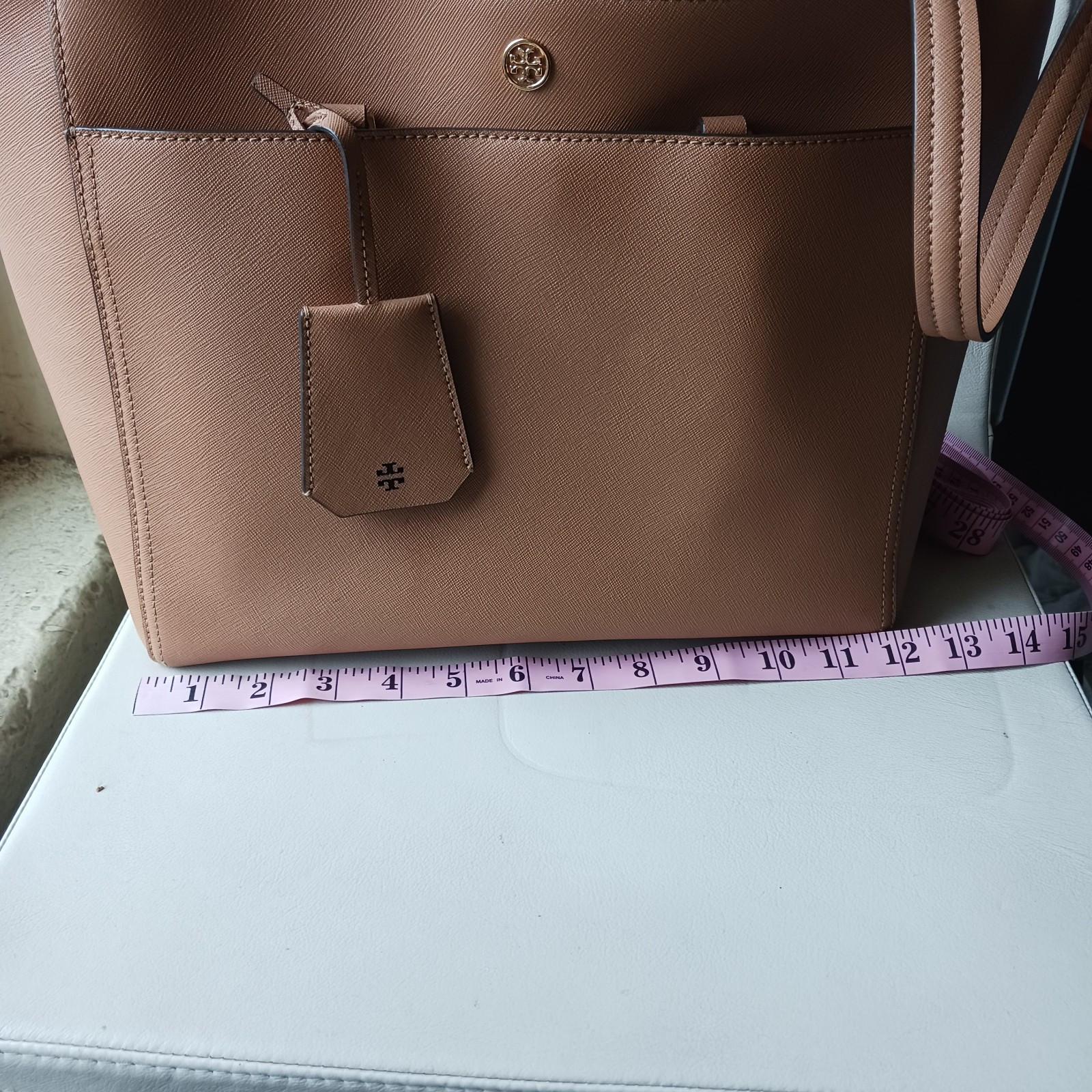 Tory Burch Robinson ToteBag York Triple Saffiano Leathe Compartment Camel Brown