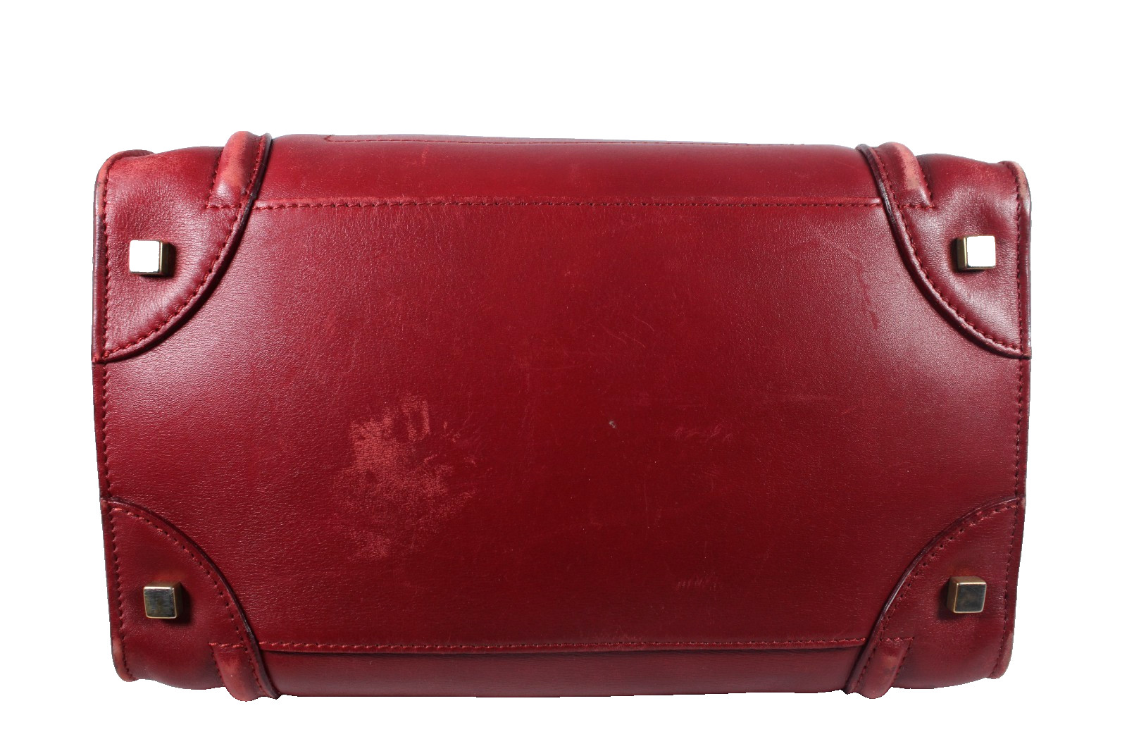 CELINE Carmine Red Leather Zip-Top MINI LUGGAGE Large Tote Bag