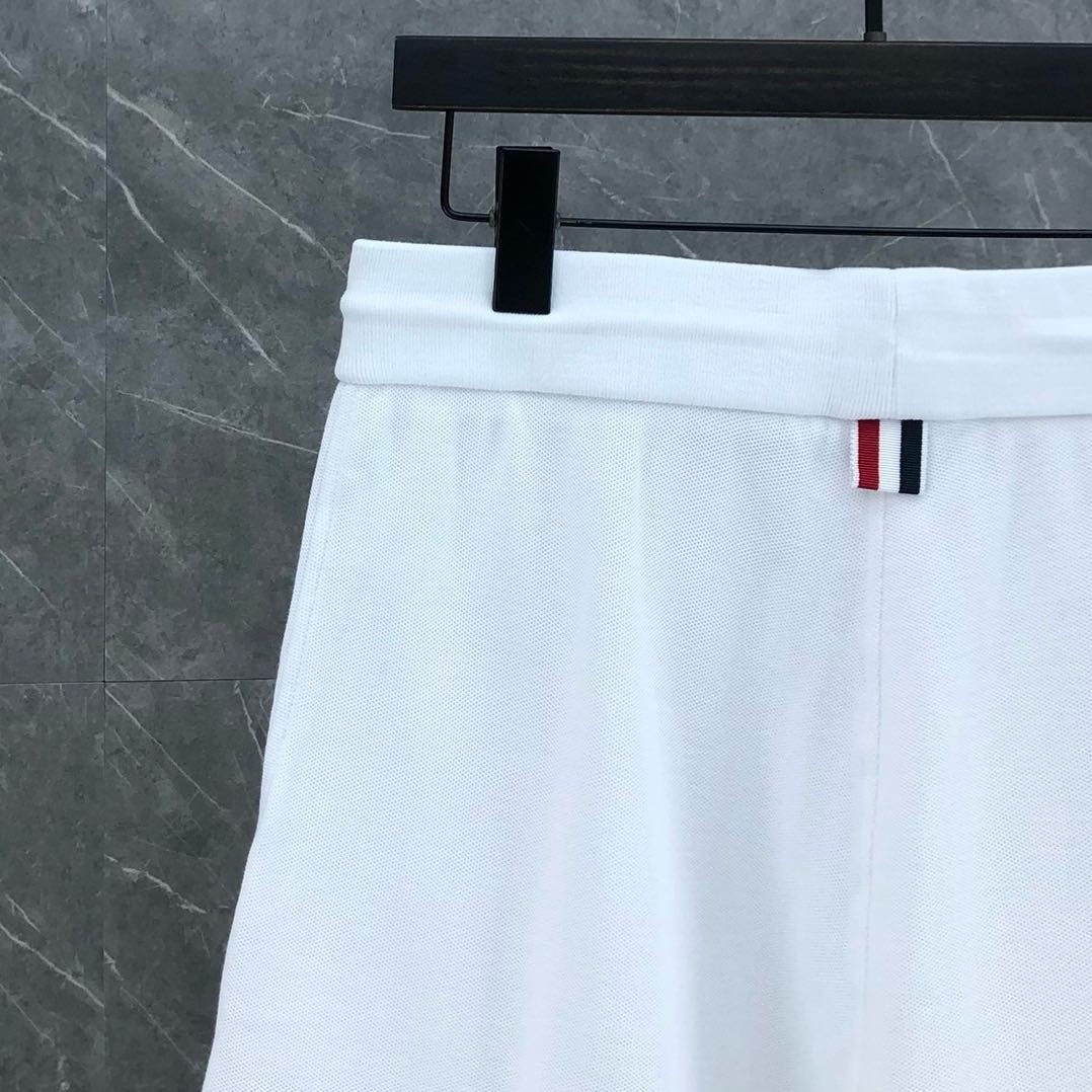 Thom Browne Men Yarn-Dyed Pique Shorts Signature 4 Bar Stripe Drawstring 2 Color