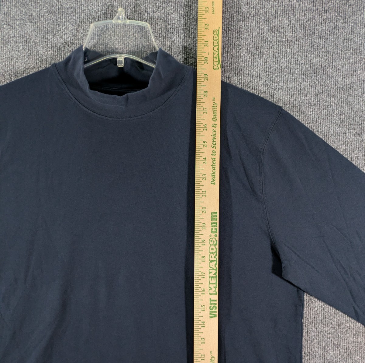 LL Bean Mock Neck Shirt Mens Large Navy Long Sleeve Tee 100% Cotton 508112