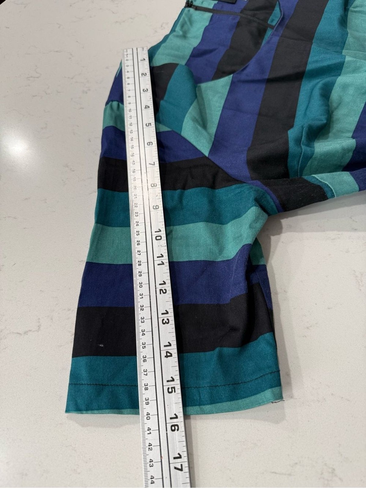 Collectif Teal, Navy & Black Striped Fit & Flare Dress. Size XL