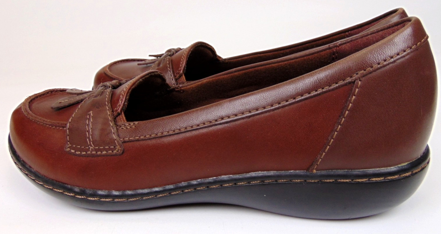Clark Collection Women’s Ashland Lily Dark Tan Leather Loafers Size 8.0 M,