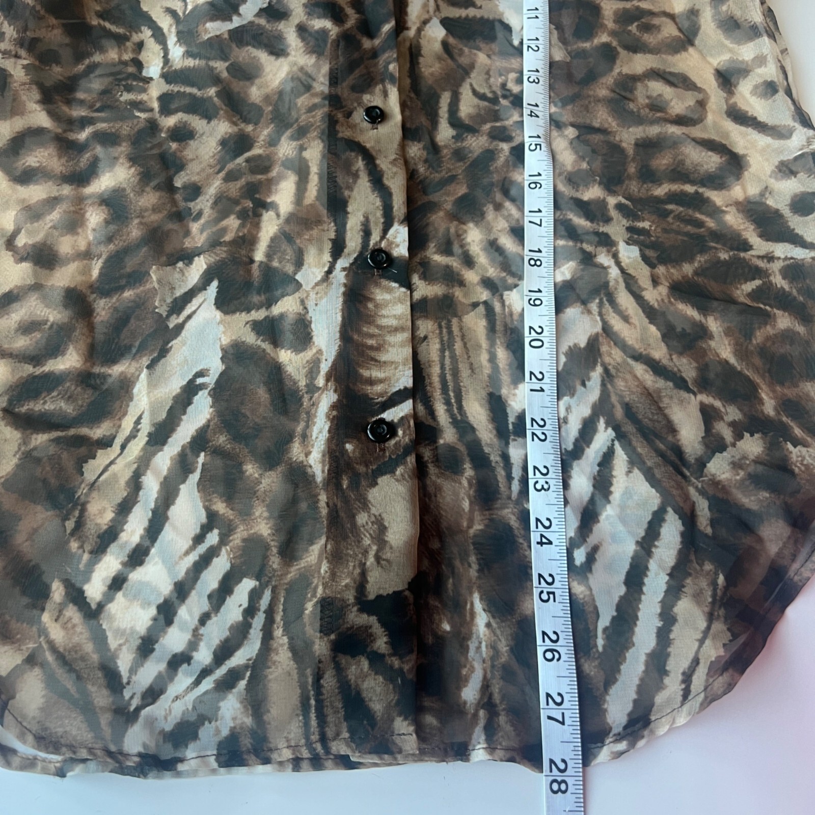 Via Max Sheer Leopard & Zebra Print Button-Up Blouse Vintage Womens Small