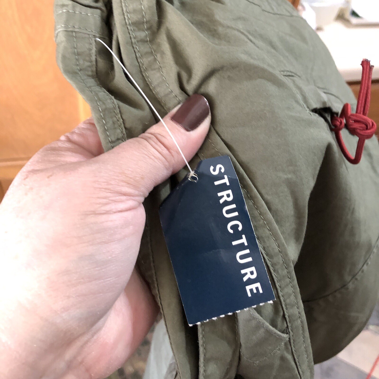 Vintage Structure Men’s Wide-Leg Parachute Pants 100% Cotton Olive Green XL
