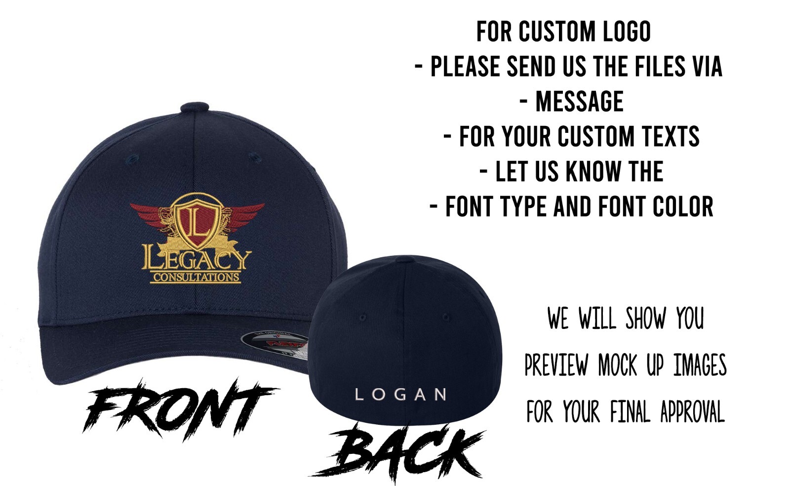 6277 Flexfit Custom Logo Texts Stitching Logo Texts Cotton Blend Caps