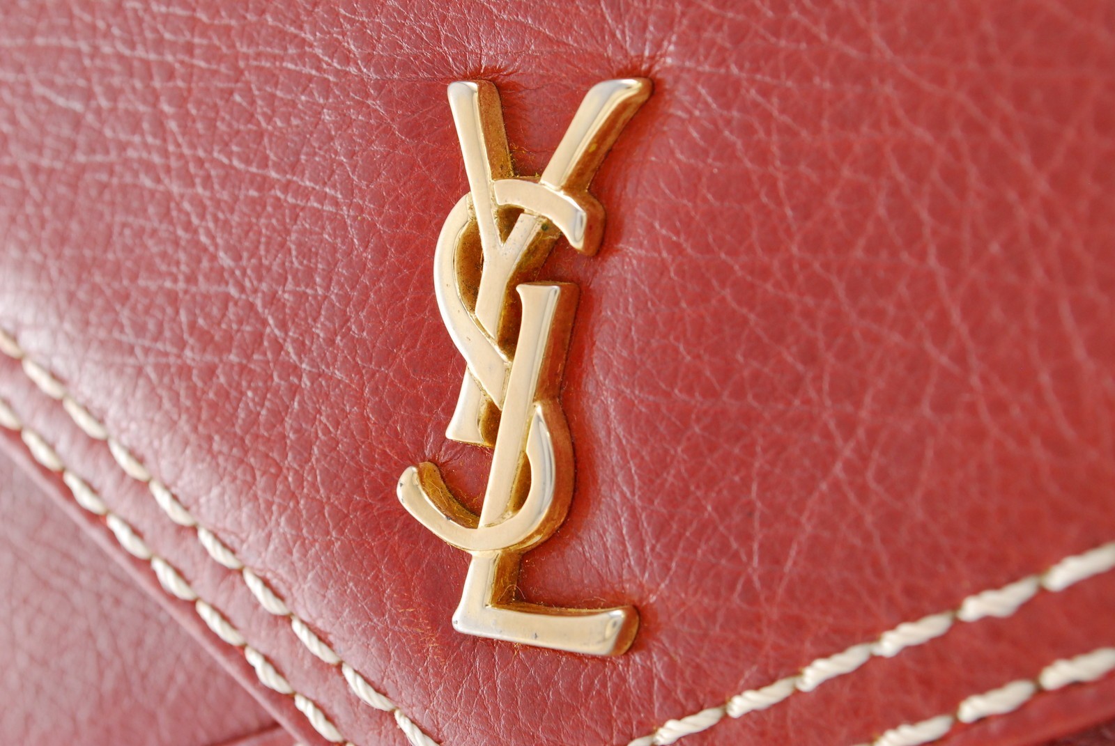 Yves Saint Laurent Hand Tote Stitch Bag Leather Brown Vintage YSL Auth #1196