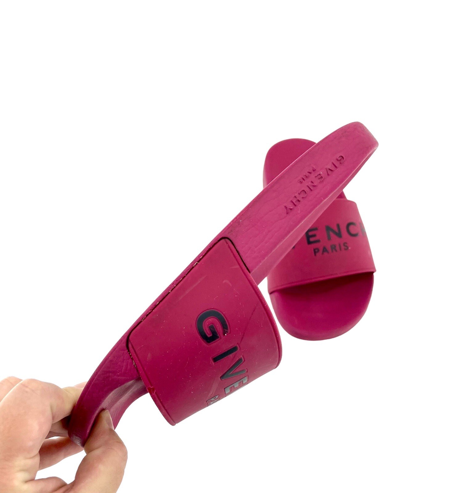 Givenchy Berry Red Slide Sandals Synthetic Rubber SZ 37 EU SH04