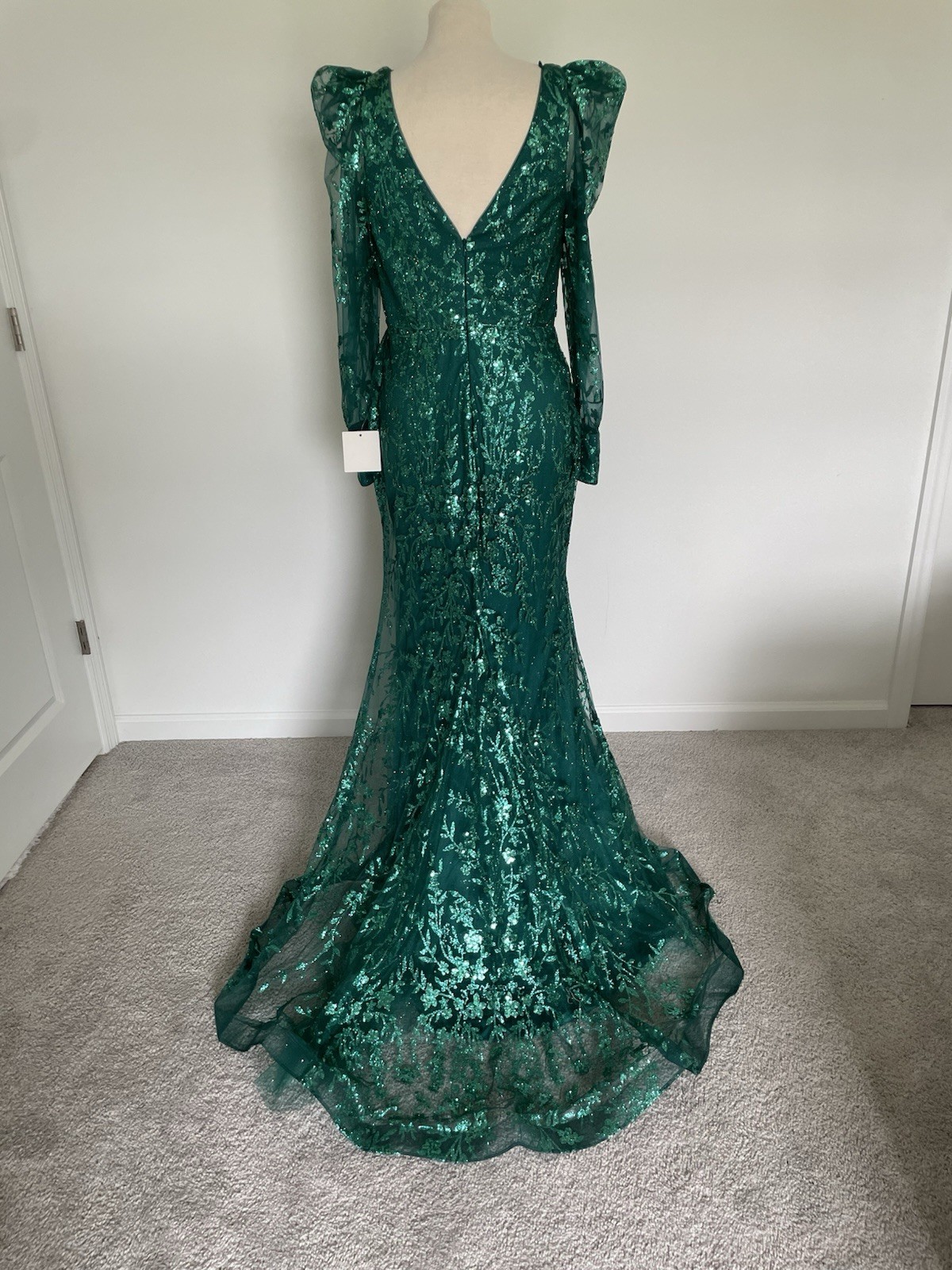 Ladivine by Cinderella Divine CD989 Emerald Sequin Mermaid Maxi Dress Size 12