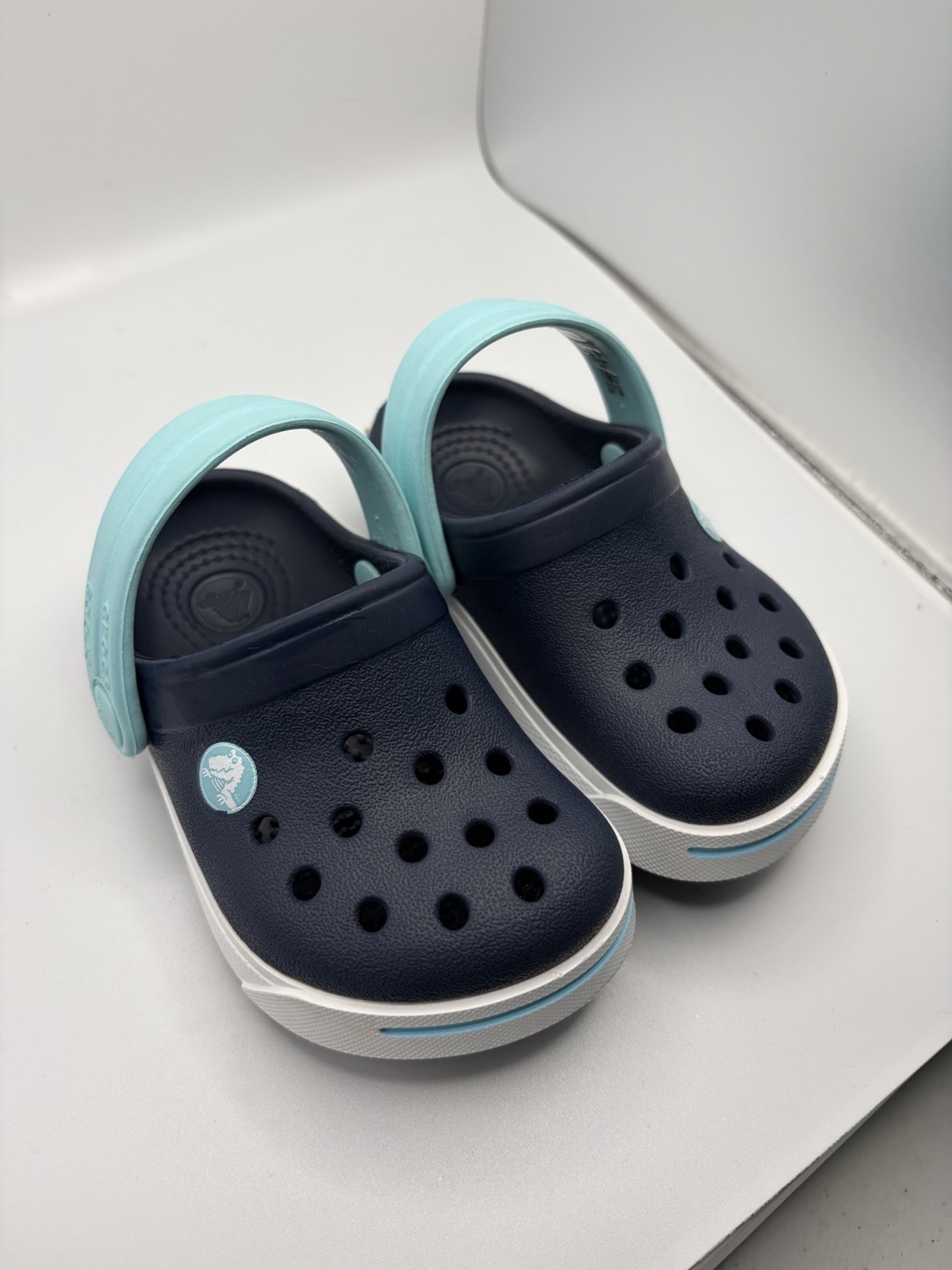 Crocs Crocband Unisex Kids Clog Slip On US 4 Navy/Light Blue/White