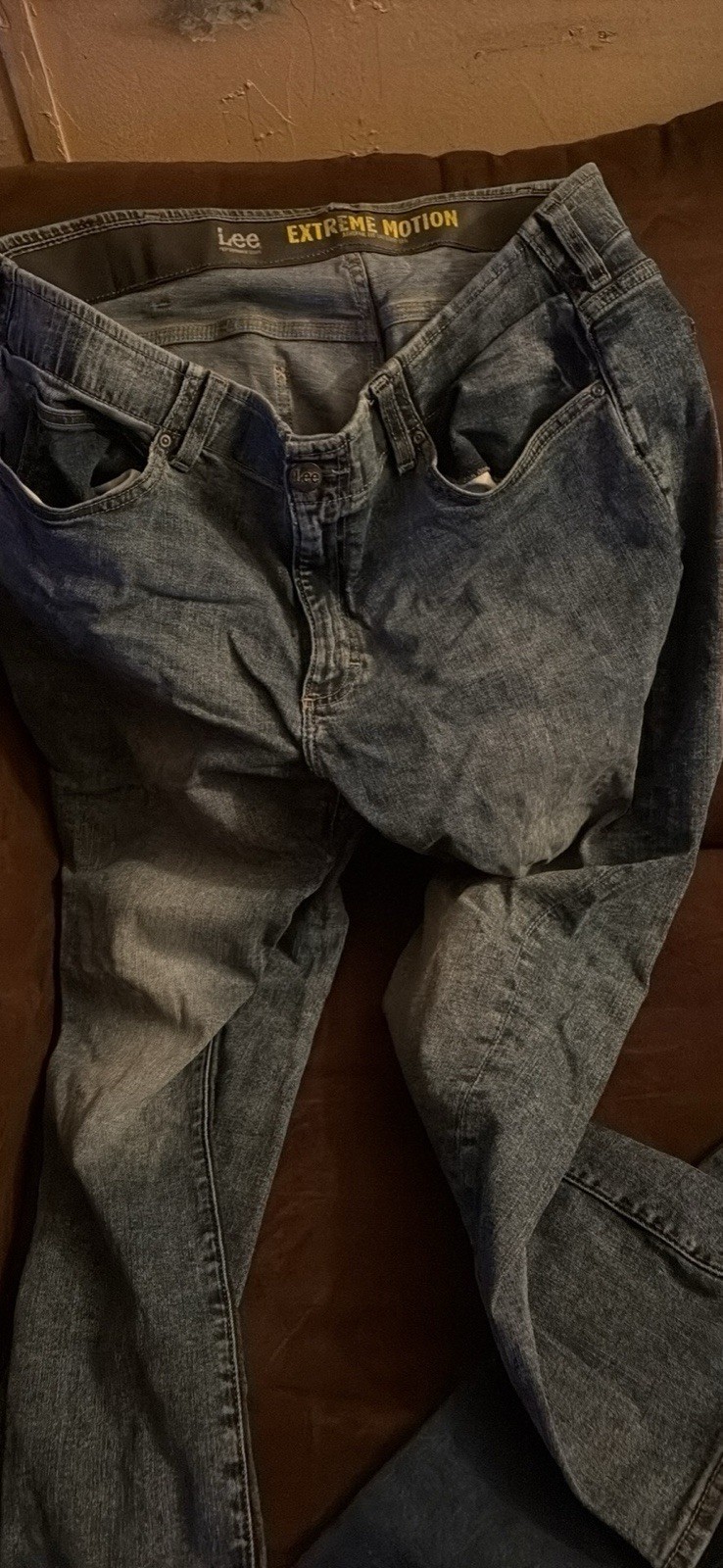 Lee Men’s Blue Medium Wash Athletic Fit Tapered Denim Jeans 5-Pocket Zip