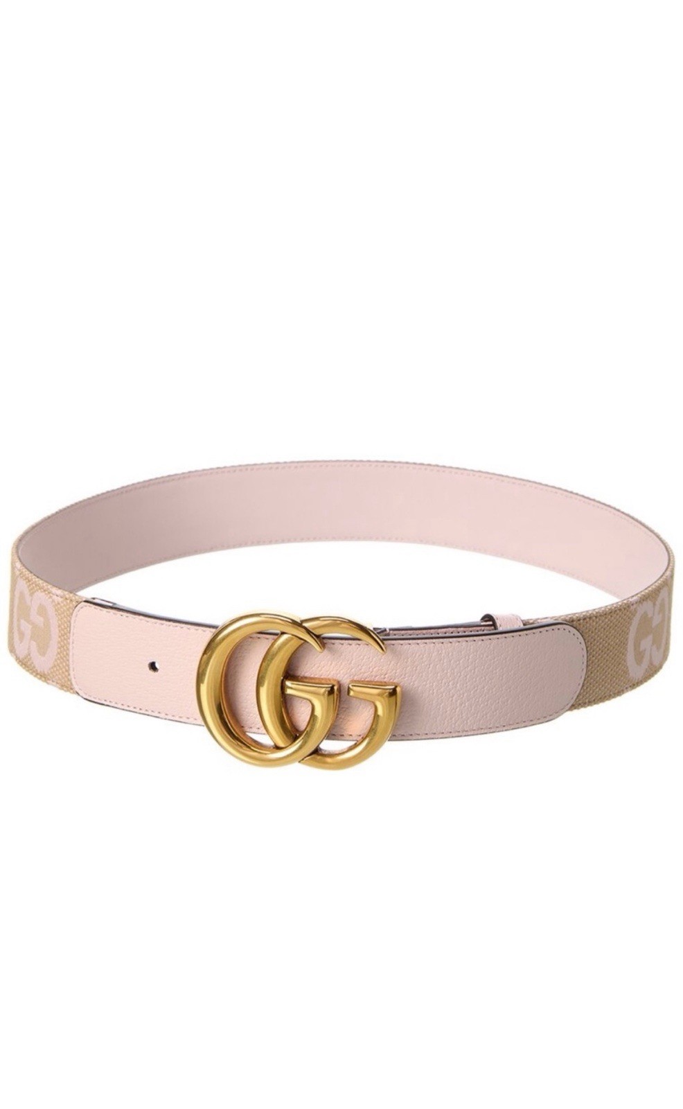 Gucci Women’s GG Marmont Jumbo GG Belt Beige/ Light Pink Size 75cm 30 in
