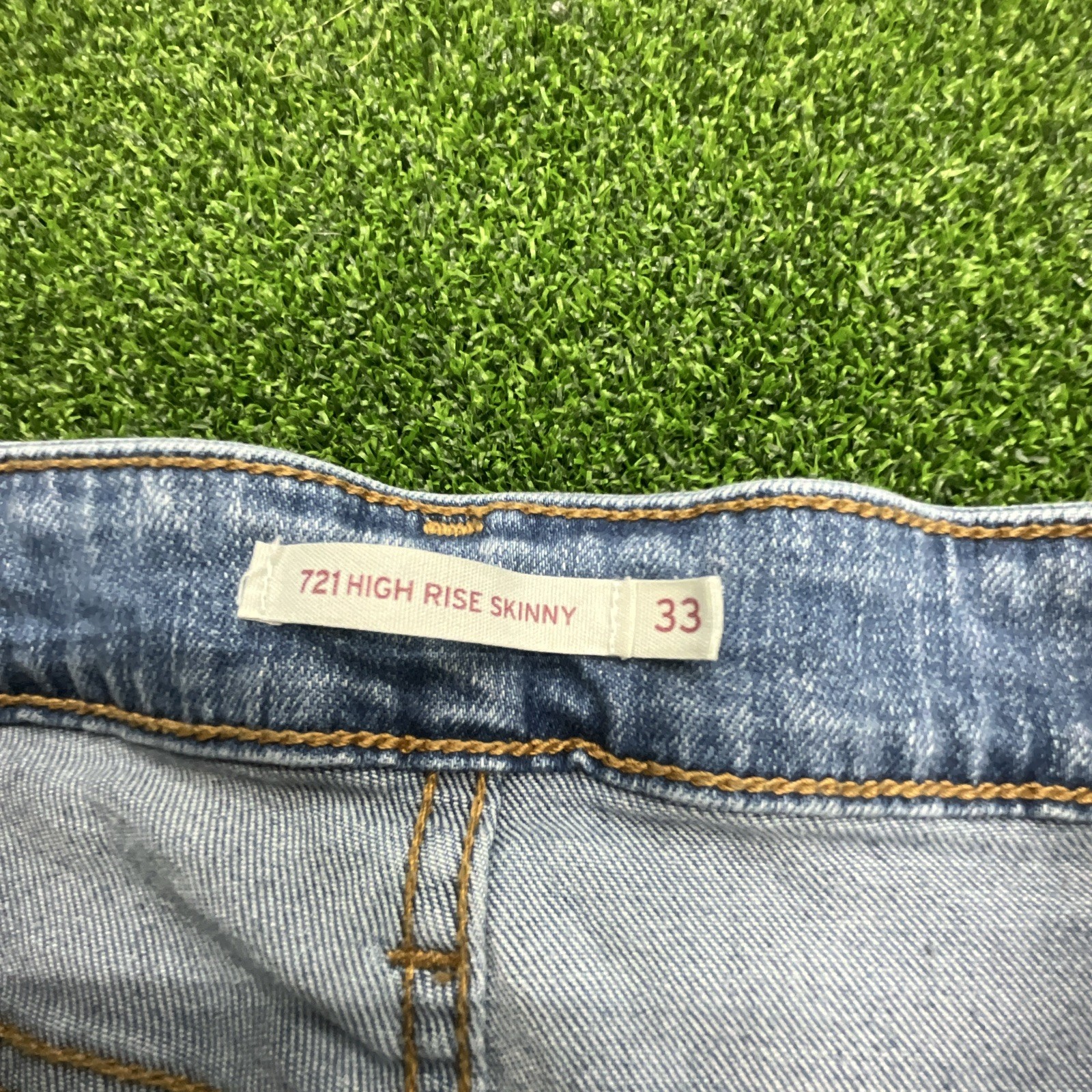 Levi’s 721 High Rise Skinny Blue Distressed Cotton Jeans W33 L28