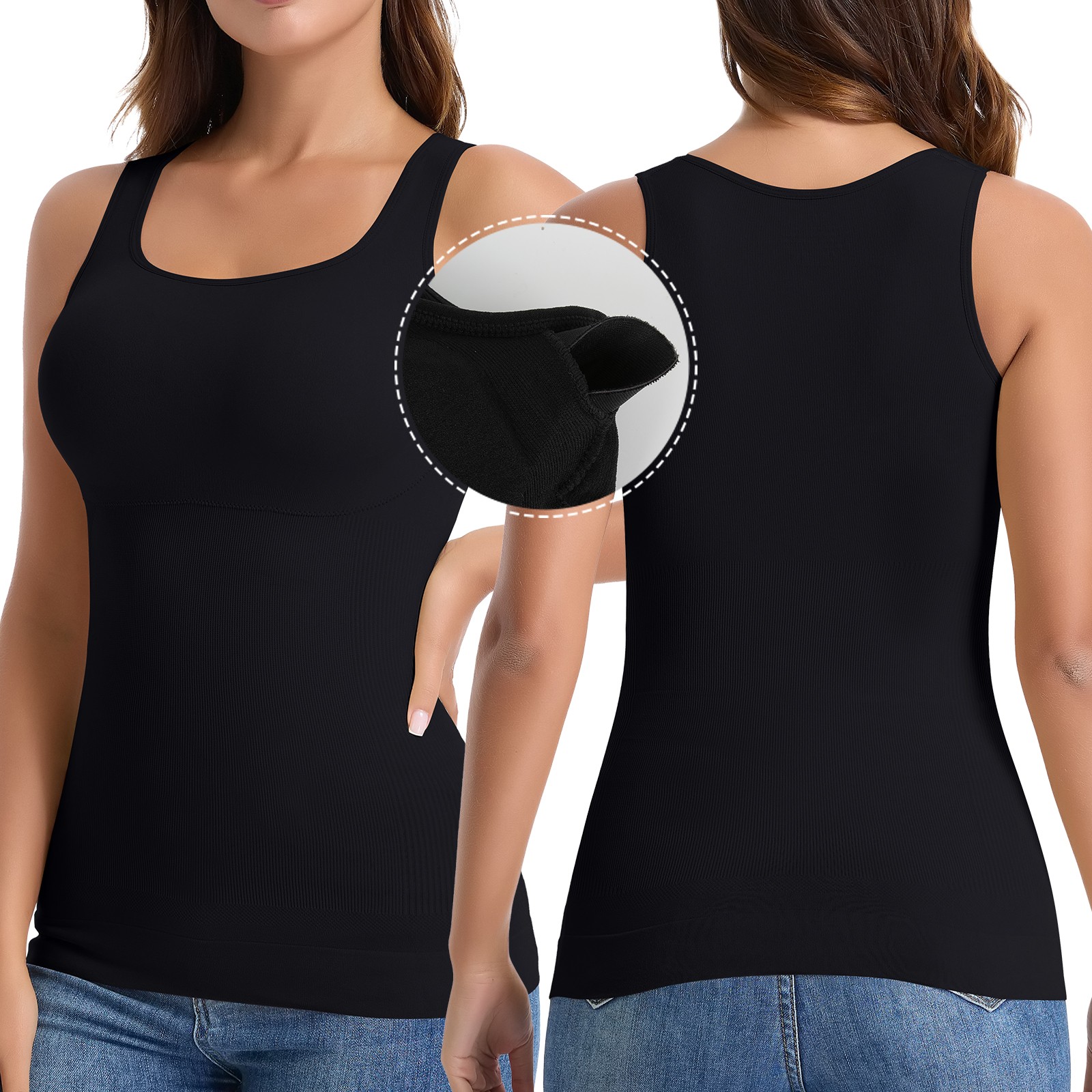 Women Slimming Body Shaper Belly Compression Vest Girdle Built-in Bra Tank Top