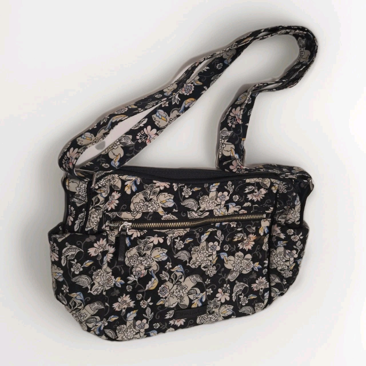 Vera Bradley Crossbody Purse Black/Blue/Beige Floral Adjustable Shoulder Bag