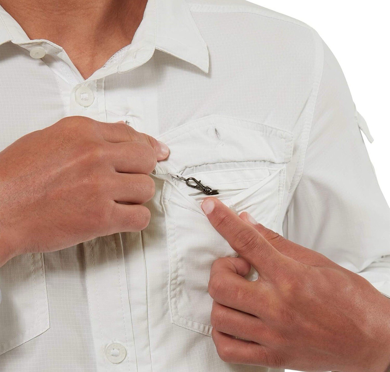 Craghoppers Nosilife Adventure Long Sleeve Shirt Optic White Repel
