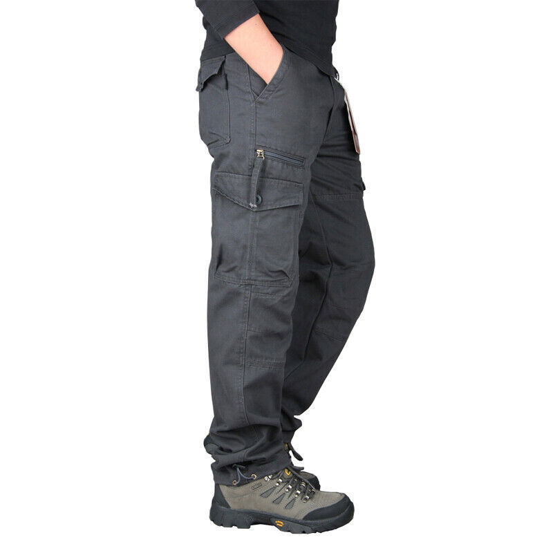 Mens Cargo Pants Work Pants Elastic Trousers Lightweight Combat Cotton Outdoor