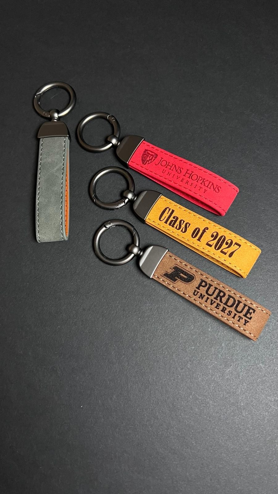 Personalized Leather Keychain Custom Name Logo Text Gift for Men and Women