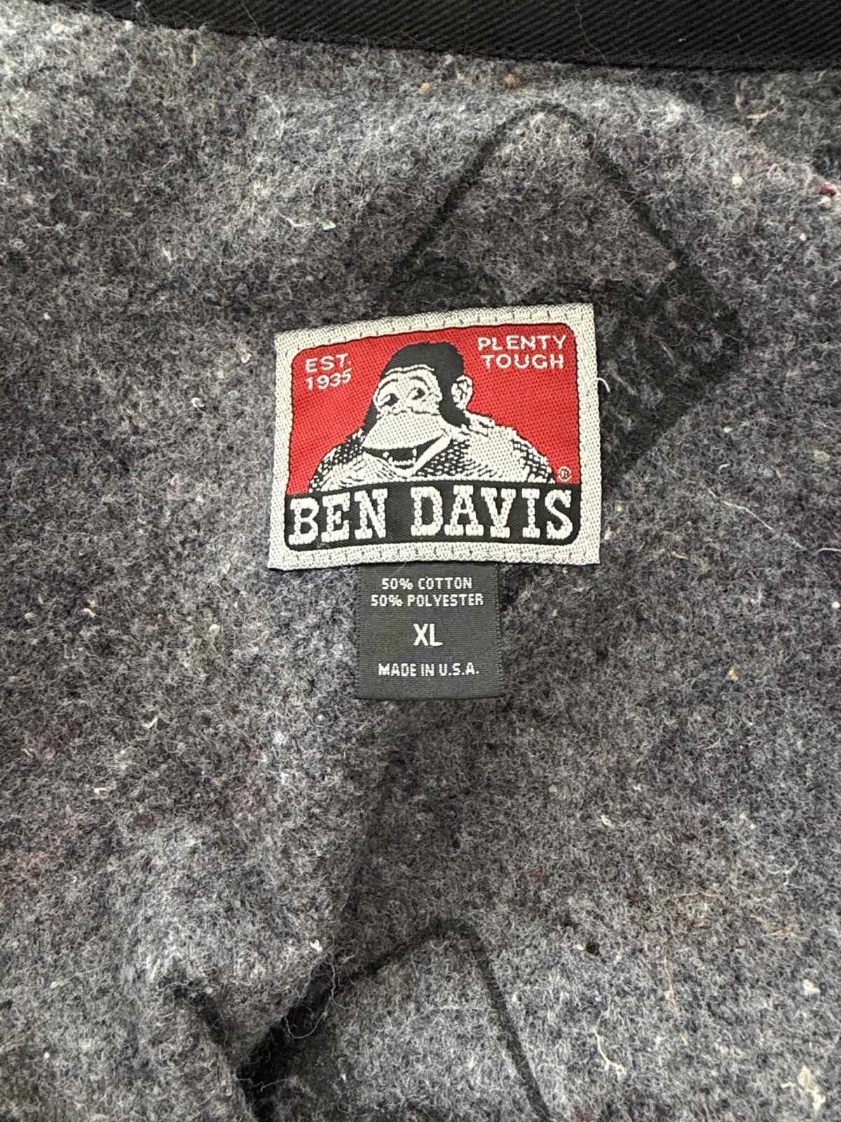 Ben Davis Chore Coat Jacket Blanket Lined Black Men’s Sz Large XL. Made In USA