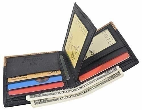 Men’s Center Flap Double ID Bifold Premium Leather Wallet
