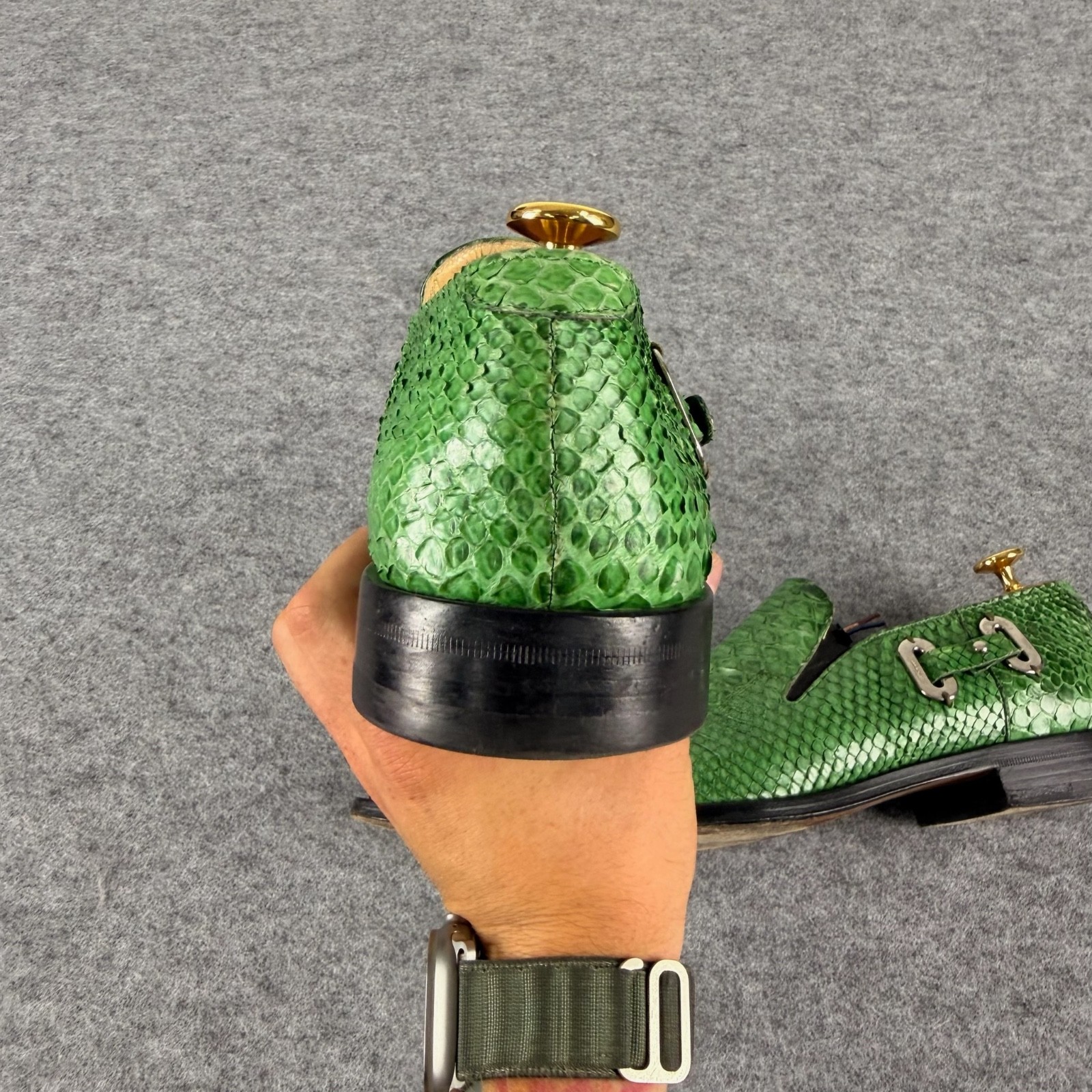 Cesare Paciotti Men’s Green Python Snakeskin Loafers Dress Shoes Size 8