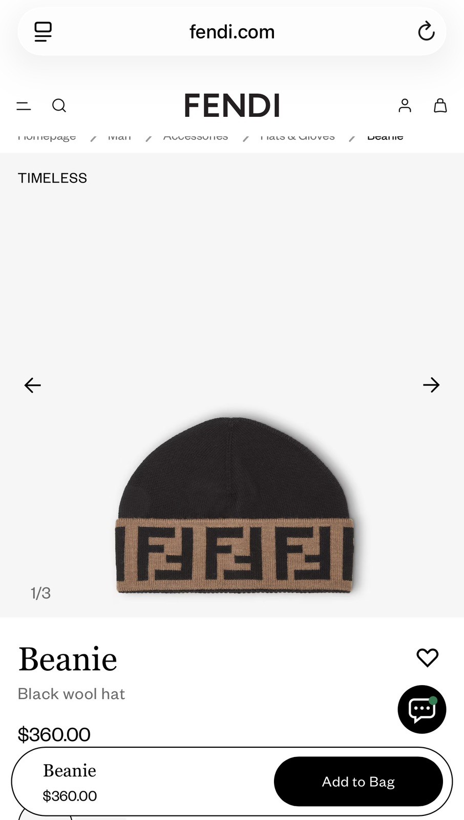 New Without Tags Fendi Zucca Beanie