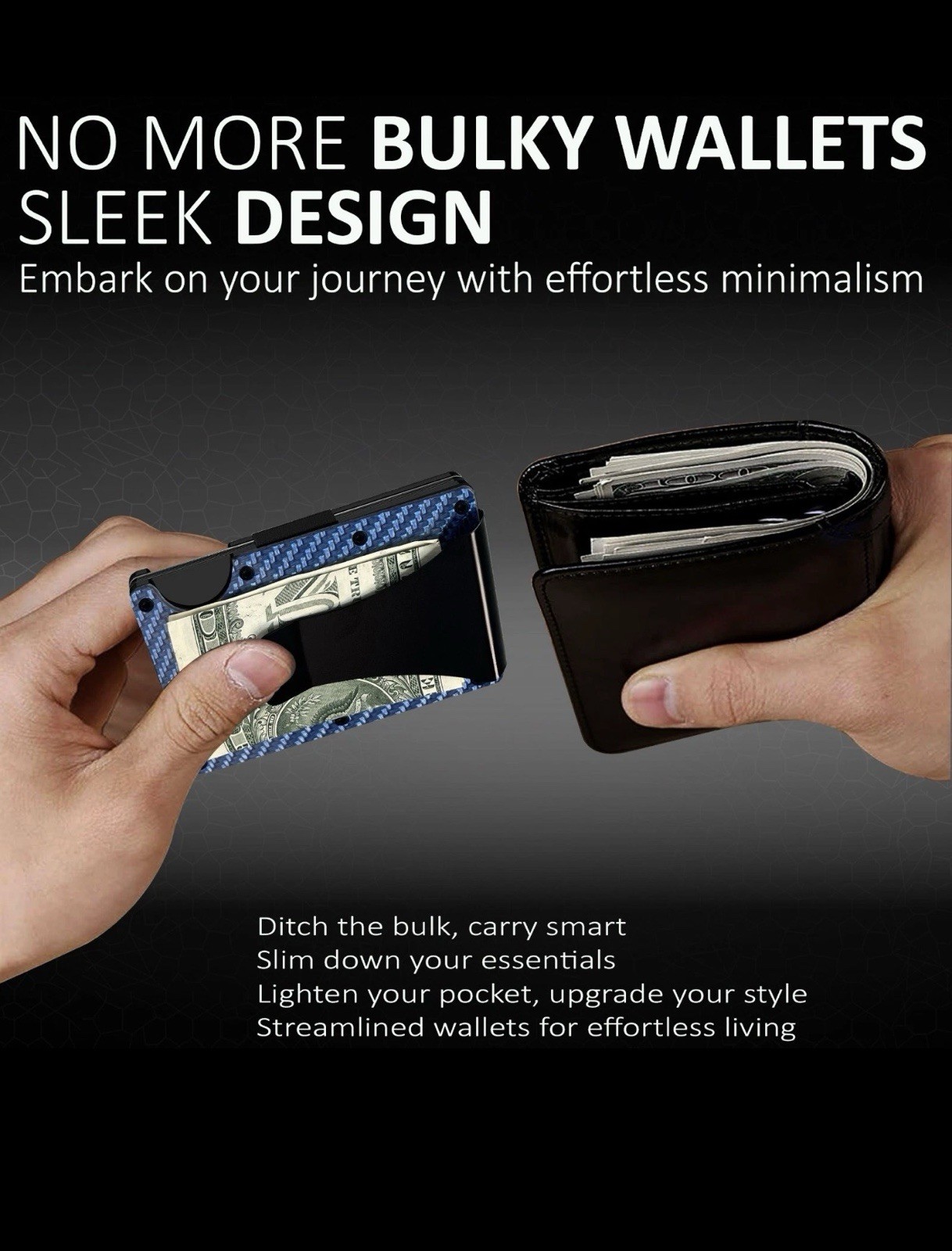 Mens RFID Blocking Slim Money Clip Wallet Credit Card ID Holder Thin Minimalist